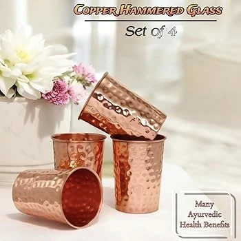 Copper Hammered Glass - Set of 4